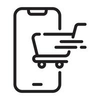 Fast mobile shopping cart icon, e-commerce express checkout symbol, online store and digital retail, illustration isolated on white background vector