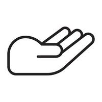 Open hand outline icon, giving and receiving gesture symbol, black and white illustration isolated on white background. vector