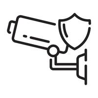 CCTV security camera outline icon, surveillance and protection symbol, black and white illustration isolated on white background vector