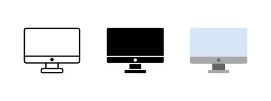Monitor icon. Computer display illustration. Flat screen desktop device symbol. Digital LCD technology for web, office, and internet design. vector