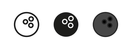 Bowling ball icon. Sport game symbol. Bowling ball illustration. Strike sign. Bowling alley equipment pictogram. Recreation and tournament concept. Team activity isolated design. vector
