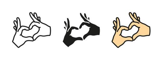 Heart hands sign icon. Gesture of love and affection. Romantic and emotional illustration. Symbol of unity and caring. Friendship and support concept. vector