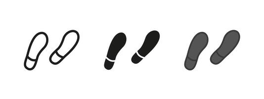 Footprint icon. Step and track symbol. Human foot illustration. Shoe print sign. Walking path and trail pictogram. Direction and guidance concept. vector