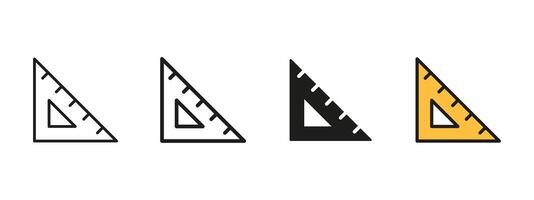 Triangle ruler icon. Measuring tool symbol. Geometry illustration. Mathematical sign. Drawing instrument pictogram. Educational and drafting concept. vector