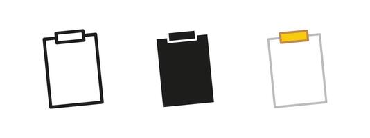 Clipboard icon. Office document symbol. Paper note illustration. Writing pad sign. Stationery board pictogram. Checklist and memo concept. vector