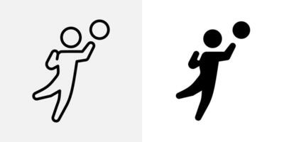 Man throwing ball icon. Action and motion symbol. Athletic silhouette illustration. Sports competition and dynamic movement sign. Game and performance pictogram. Energy and exercise concept. vector