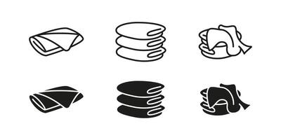 Folded towel icon. Stack and fabric symbol. Laundry textile illustration. Bathroom hygiene and clean pictogram. Soft absorbent cloth concept. vector