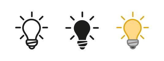 Light bulb icon. Idea and creativity symbol. Electricity illustration. Innovation, power and illumination sign. Energy, thinking and invention pictogram. vector