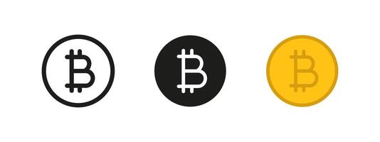 Bitcoin icon. Cryptocurrency and blockchain symbol. Digital finance illustration. Investment and trading sign. Decentralized economy and token pictogram. vector