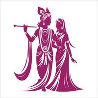 Radha and krishna, the lord and the goddess, in a purple and white vector