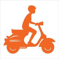 A man riding a scooter on a white background vector