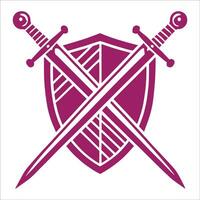 Crossed Swords and Shield Icon Medieval Battle, Defense, Security, and Warrior Emblem vector