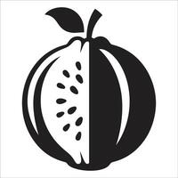 A black and white image of a half of a grapefruit vector