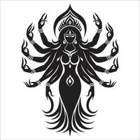 Hindu goddess Kali idol, who is considered to be the goddess of ultimate power, time, destruction and change display at Local festival vector