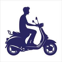 A man riding a scooter on a white background vector