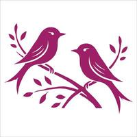 Two birds on a branch vector
