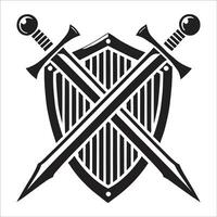 Two swords crossed over a shield vector