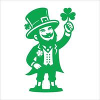 A leprechaun holding a shamrock vector