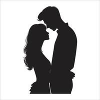 Silhouette of a couple in love, standing in front of each other vector