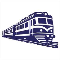 A train on the tracks with a blue background vector