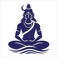 Lord shiva in meditation pose, isolated on white background vector