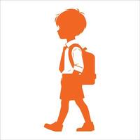 A silhouette of a boy with a backpack vector