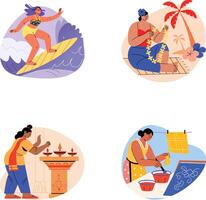 Pack of Flat Style Femininity Illustrations vector