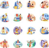 Set of Flat Style Feminist Characters Illustrations vector
