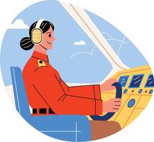 Female pilot illustration in flat style vector