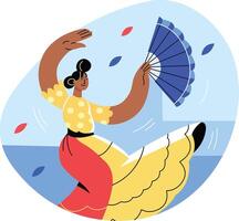A woman dancing flamenco illustration in flat style vector