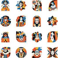 Set of Flat Style Card Game Characters Illustrations vector