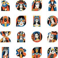 Bundle of Flat Style Poker Characters Illustrations vector