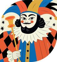 A flat illustration of card jester vector