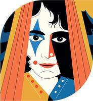 Joker face illustration in flat style vector