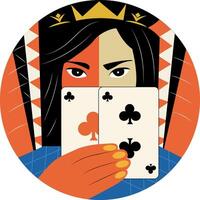 A flat illustration of a character playing card game vector