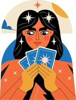 A character playing poker game, flat style illustration vector