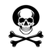 A skull and crossbones on a white background illustration tattoo design vector