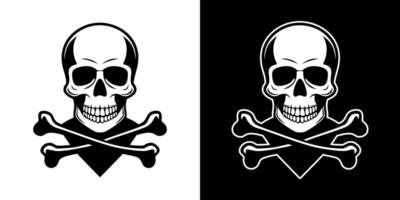 Two skull and crossbones symbols on a black and white background design tattoo vector