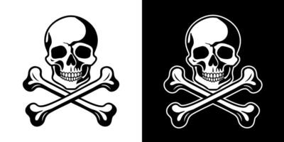 Two different skull and crossbones symbols on a black and white background graphic design vector