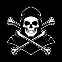 Skull and crossbones on black background vector