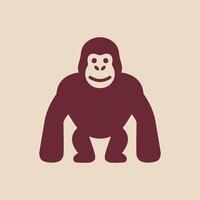 A gorilla icon on a beige background caricature vector