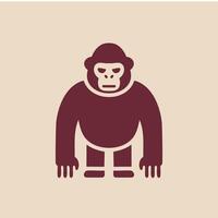 A cute gorilla icon on a beige background vector
