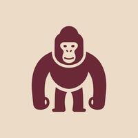 A gorilla icon on a beige background logo design vector