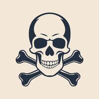 A skull and crossbones icon on a beige background design vector