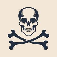 A skull and crossbones icon on a beige background tattoo vector