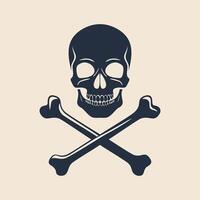 A skull and crossbones icon on a beige background illustration vector