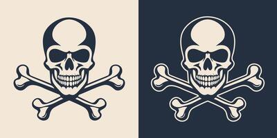 Two different skull and crossbones tattoo illustration vector