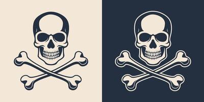 Two different skull and crossbones illustration icon vector