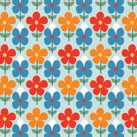 A colorful pattern with flowers on a blue background vector