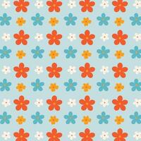 A pattern with orange and blue flowers on it vector